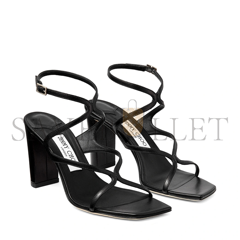 Ji*y Ch* azie 85 black nappa leather sandals azie85nap